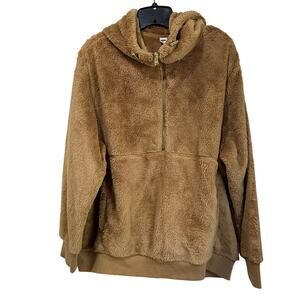 Old Navy Teddy Sherpa Half Zip Hoodie Jacket Cozy Fleece Pullover XL